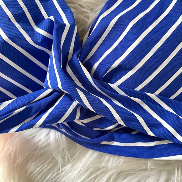 Sea Level Swim Crossover Cobalt Blue Stripe Bikini Swimsuit Swim Top women M new - Picture 3 of 12